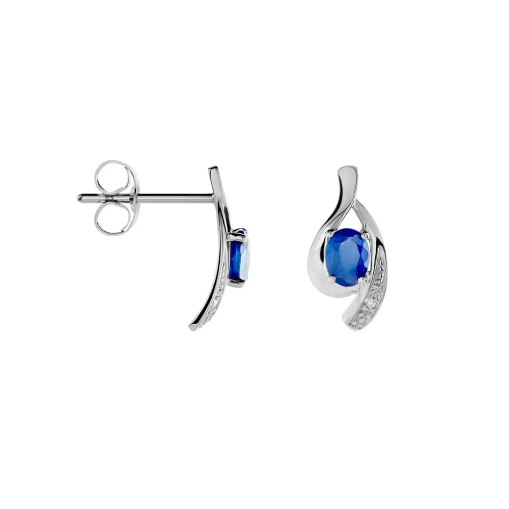 Orecchini Lobo Charlotte Oro Bianco 375/1000 Zaffiro 0,5 ct Diamante Bianco 0,007 ct 1416580