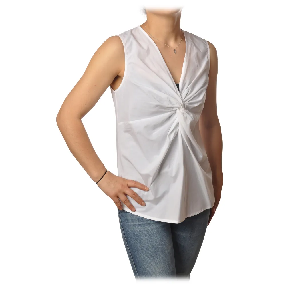 Ottod'Ame - Top con Dettaglio Nodo - Bianco - Top - Luxury Exclusive Collection