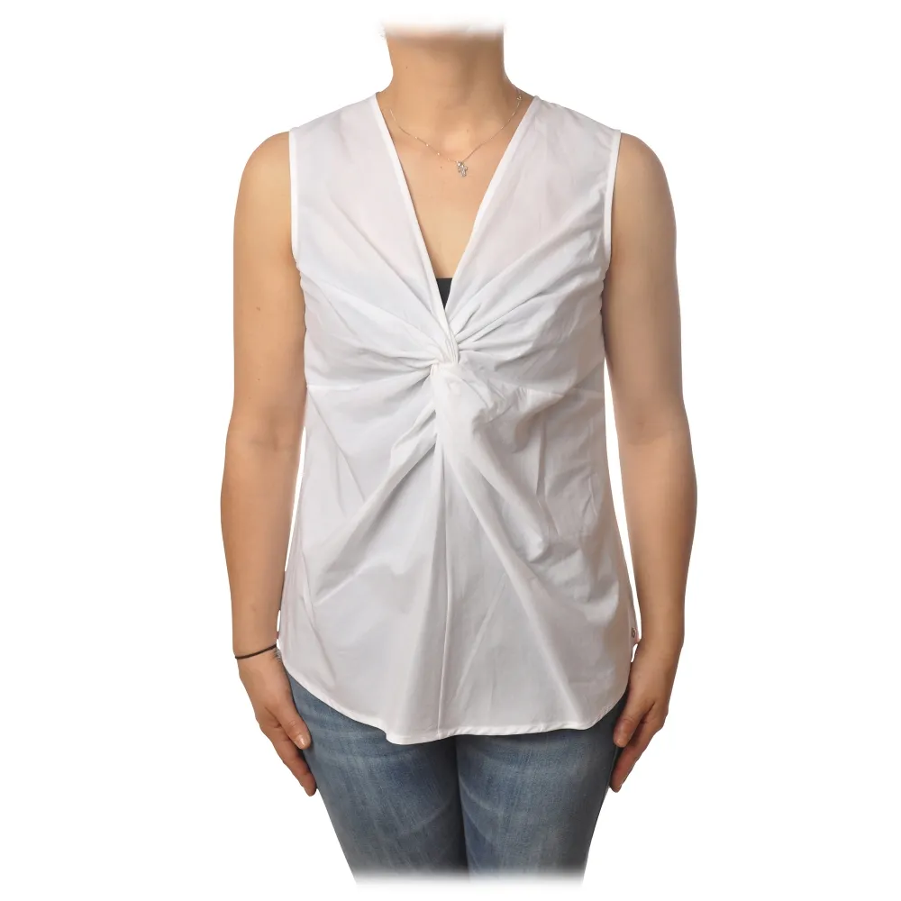 Ottod'Ame - Top con Dettaglio Nodo - Bianco - Top - Luxury Exclusive Collection