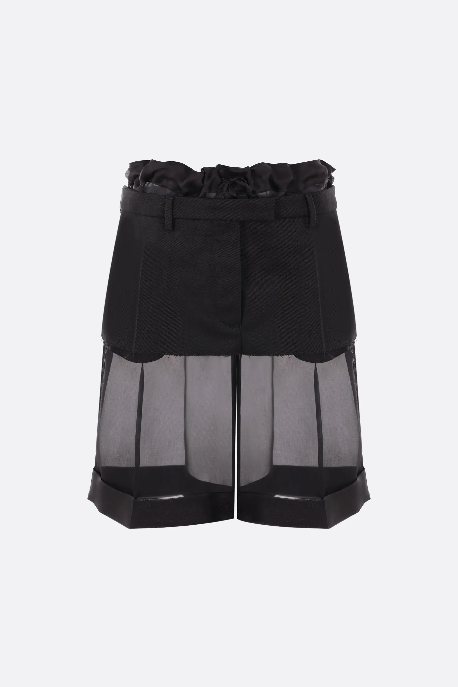  pantalone corto in organza con minigonna in gabardine  