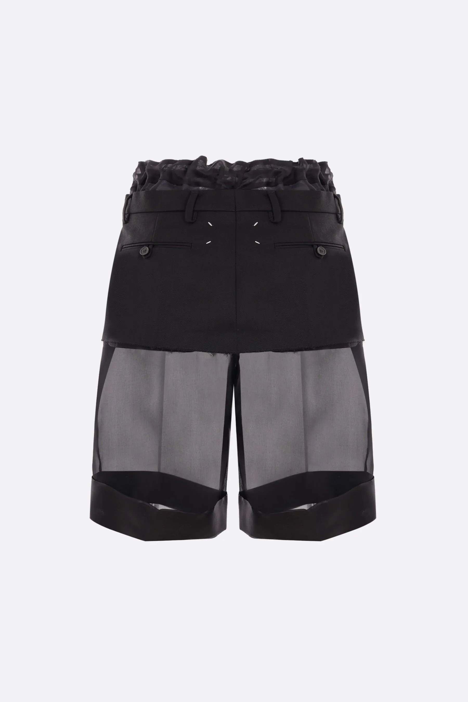  pantalone corto in organza con minigonna in gabardine  