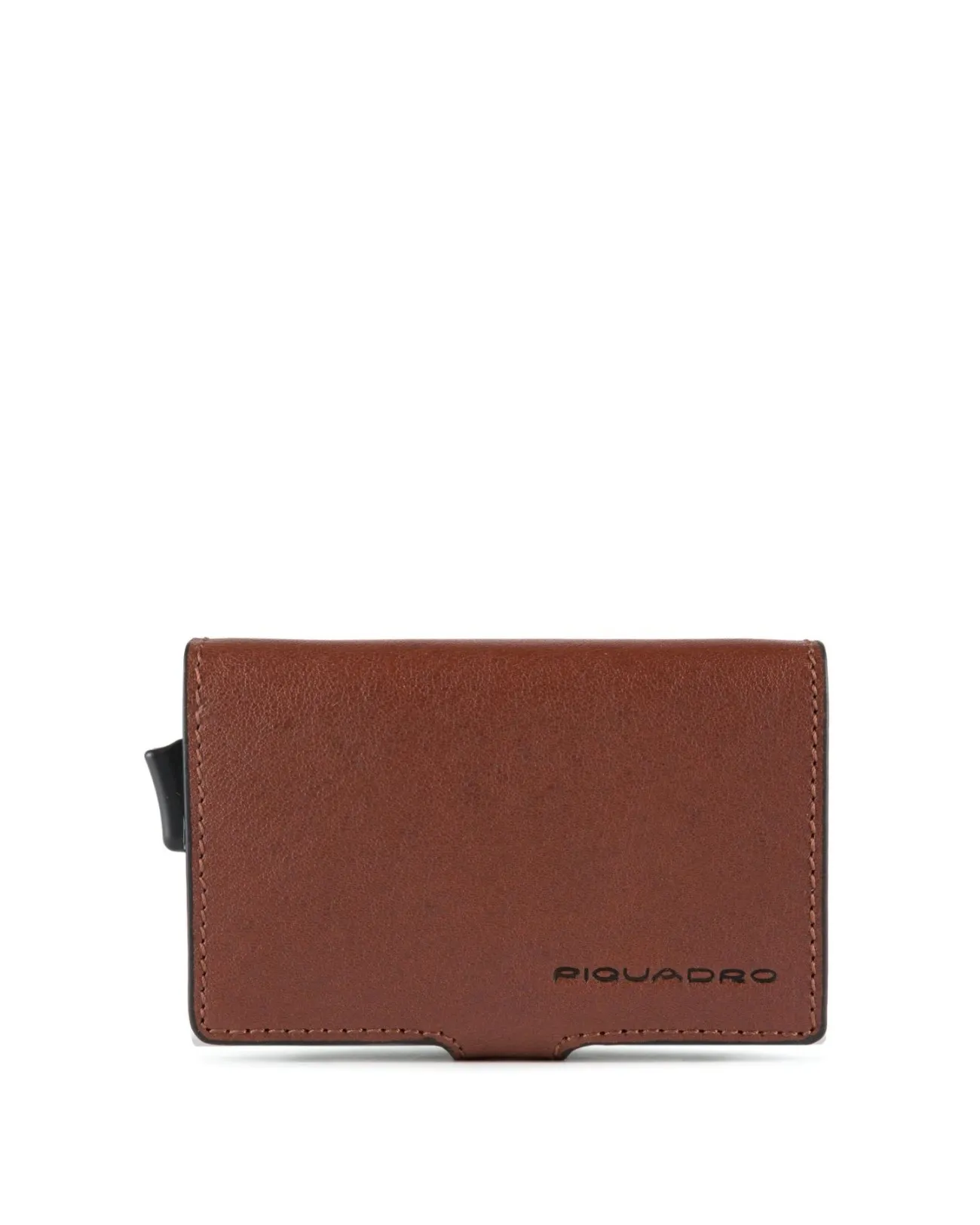 Piquadro - Porta carte di credito doppio in metallo e pelle Black Square | Studioarch.com