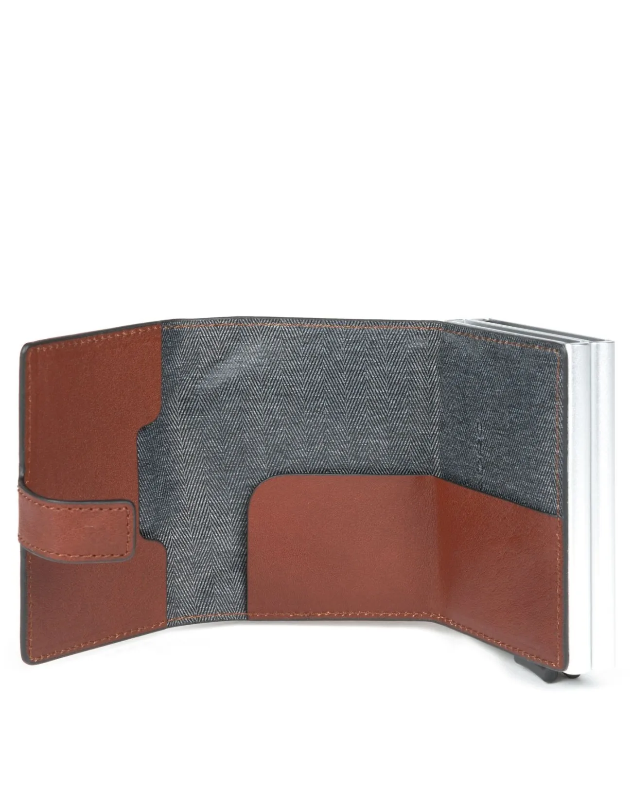 Piquadro - Porta carte di credito doppio in metallo e pelle Black Square | Studioarch.com