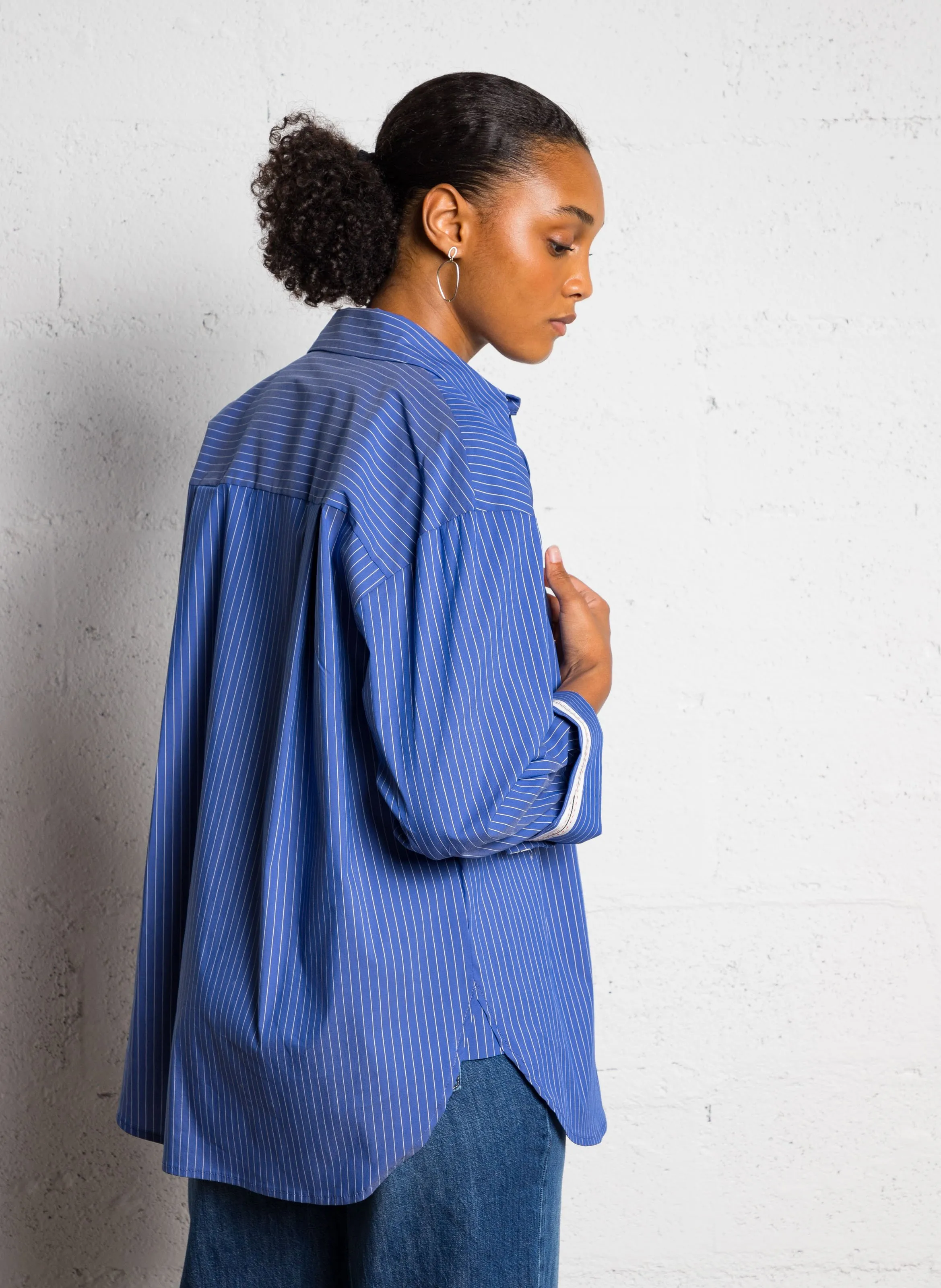  PLEASE   Camicia a righe | Blu