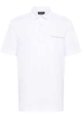 Polo con logo in bianco zegna - uomo