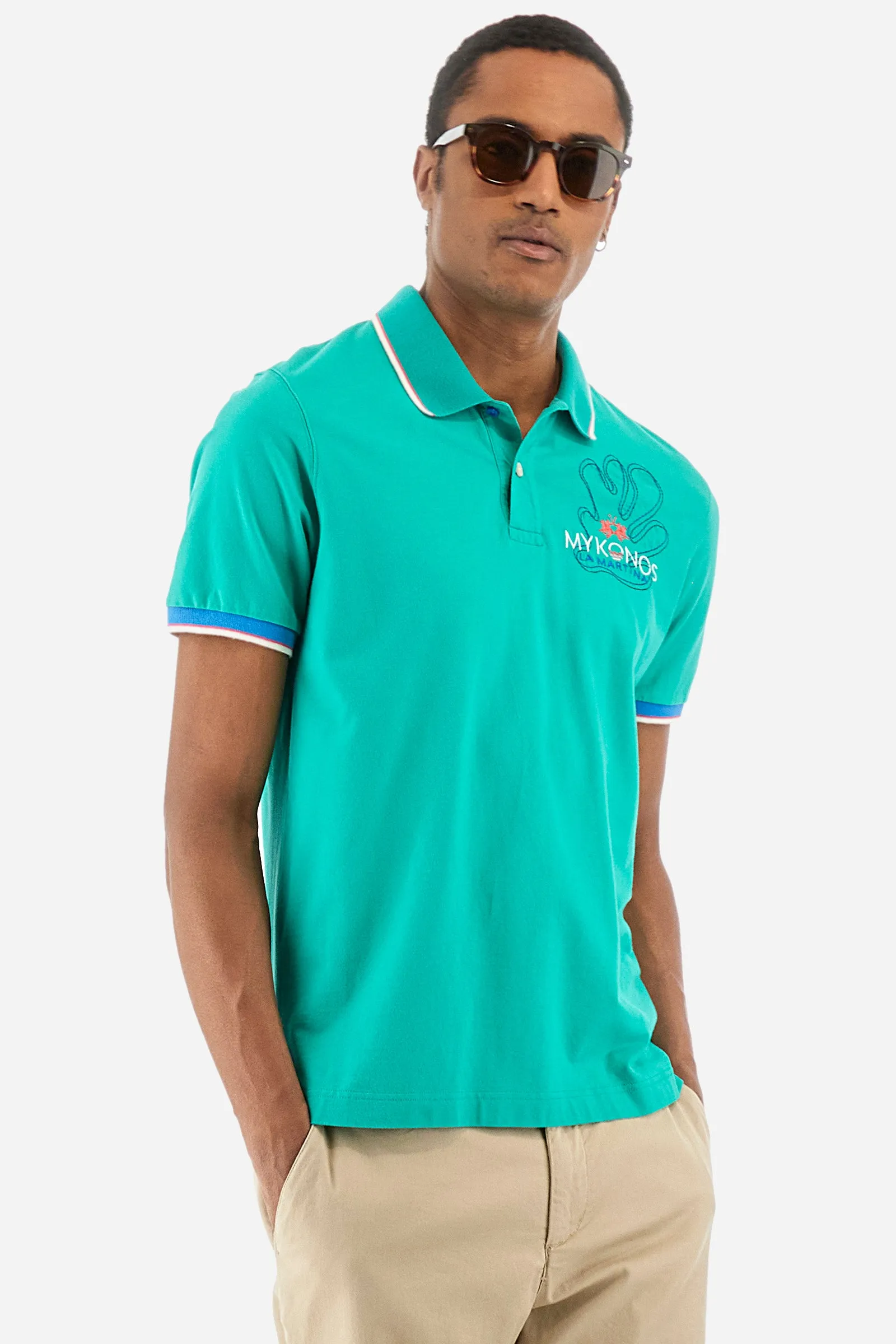 Regular-fit polo shirt in elasticated cotton - Yorath
