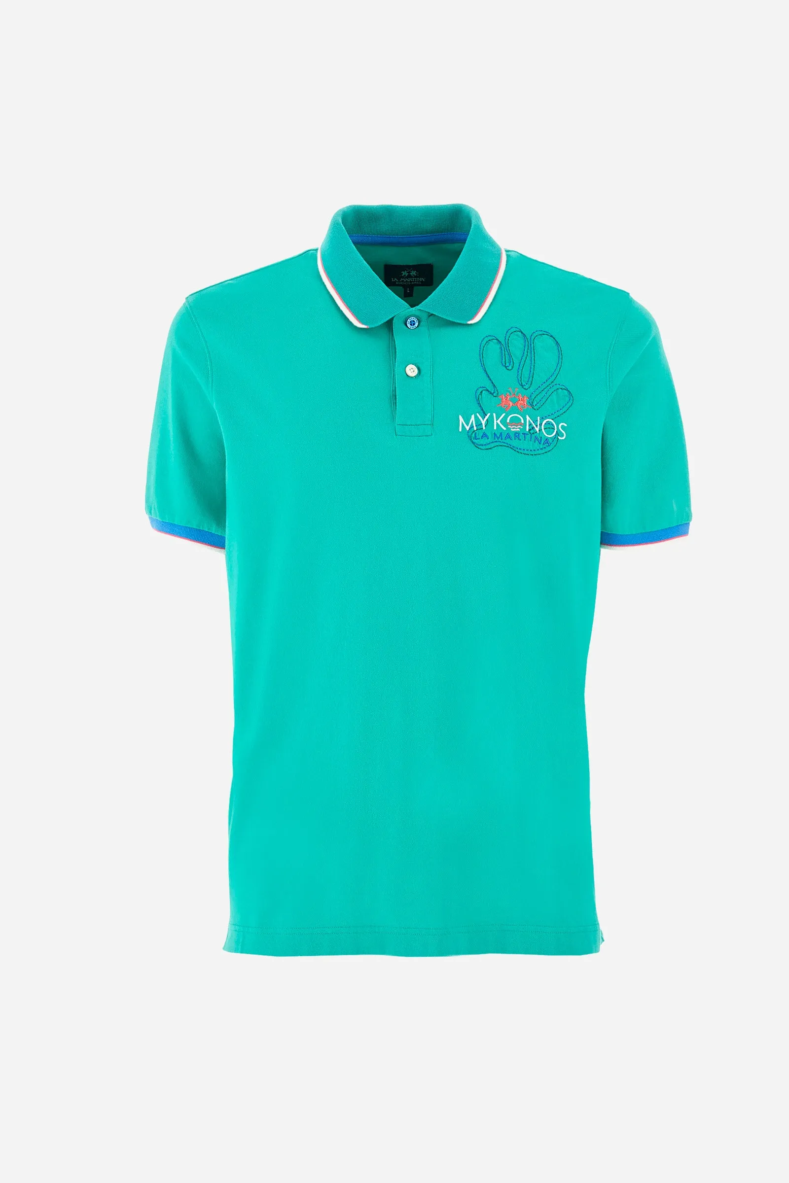 Regular-fit polo shirt in elasticated cotton - Yorath
