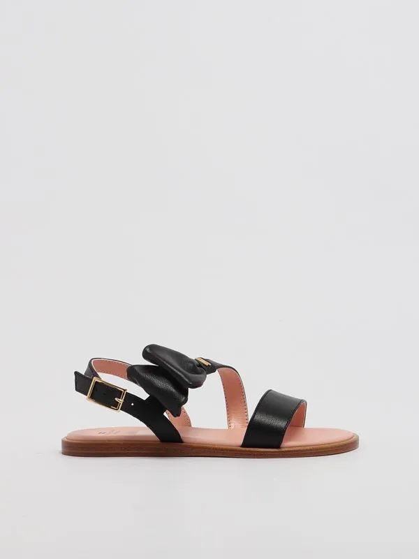 Sandali bambina Elisabetta Franchi in pelle con fiocco Nero