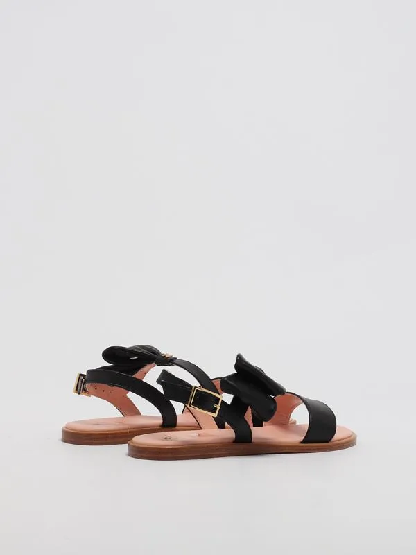 Sandali bambina Elisabetta Franchi in pelle con fiocco Nero