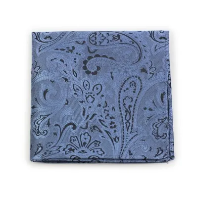 Set di cravatte e fazzoletti da taschino da uomo con motivo Paisley, blu pallido