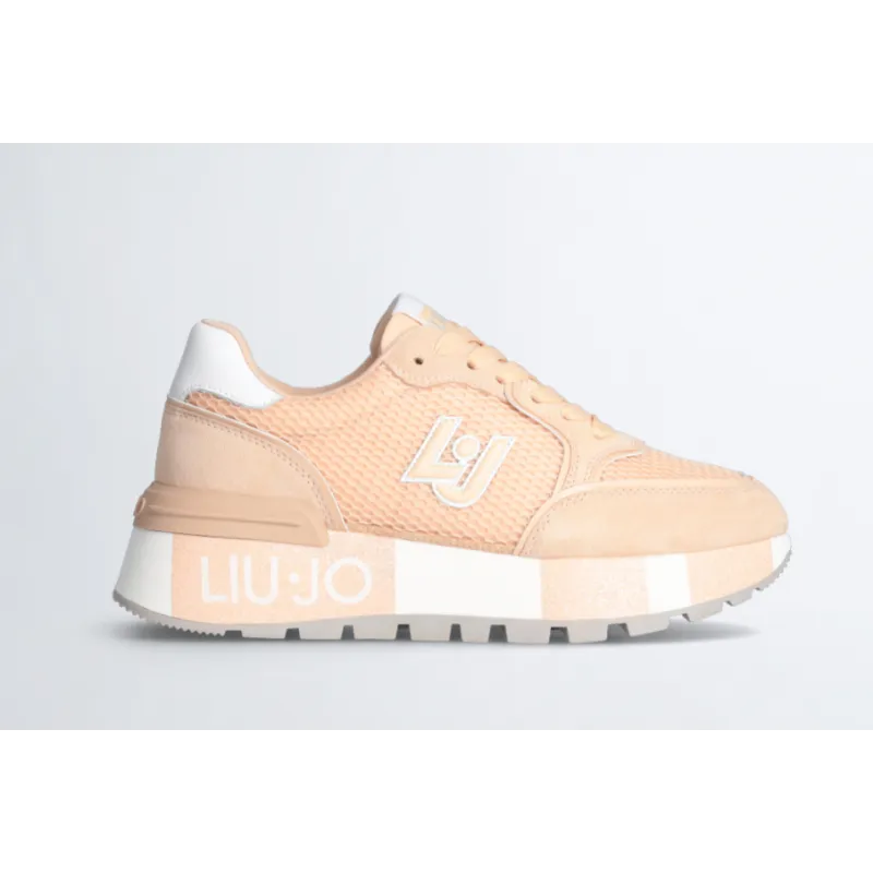 Sneakers platform in suede e mesh Papaya
