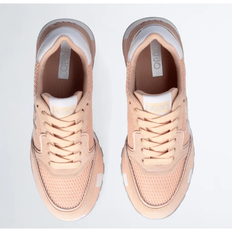 Sneakers platform in suede e mesh Papaya