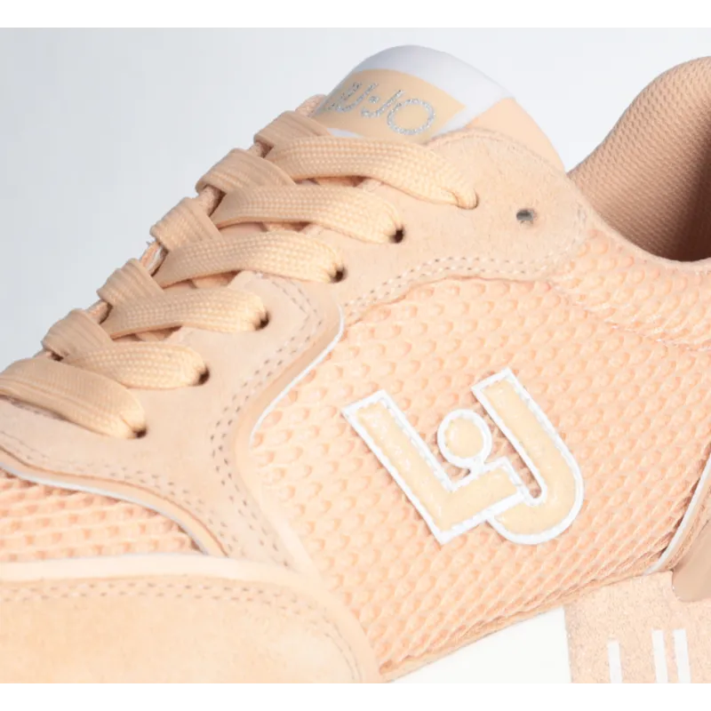 Sneakers platform in suede e mesh Papaya