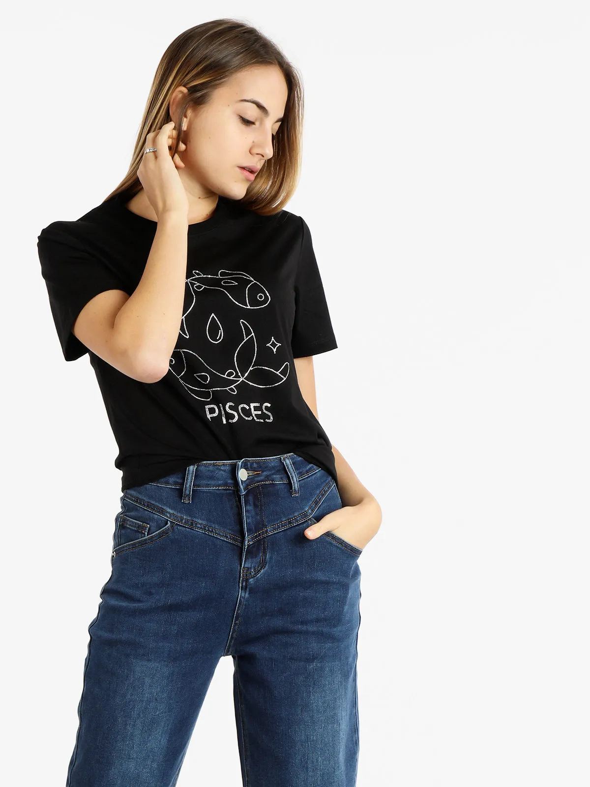 Solada T-shirt à manches courtes pour femmes signe du zodiaque Poissons