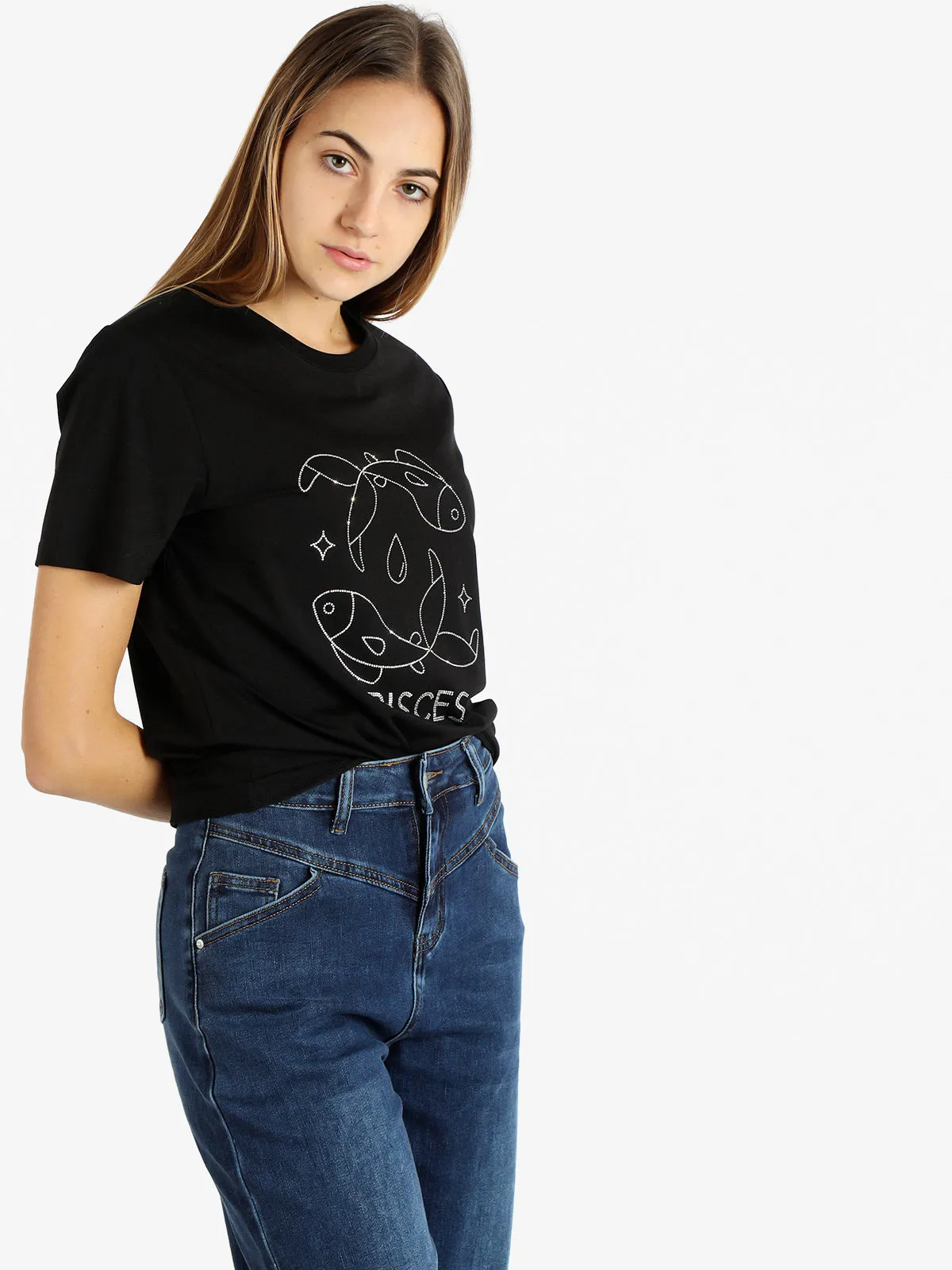 Solada T-shirt à manches courtes pour femmes signe du zodiaque Poissons