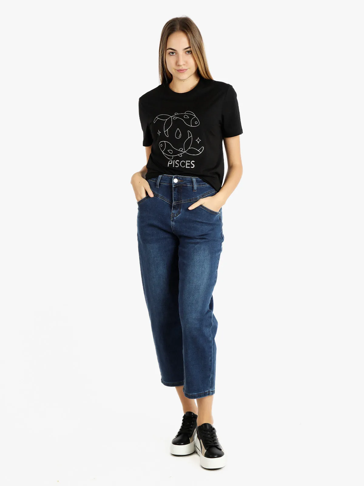 Solada T-shirt à manches courtes pour femmes signe du zodiaque Poissons