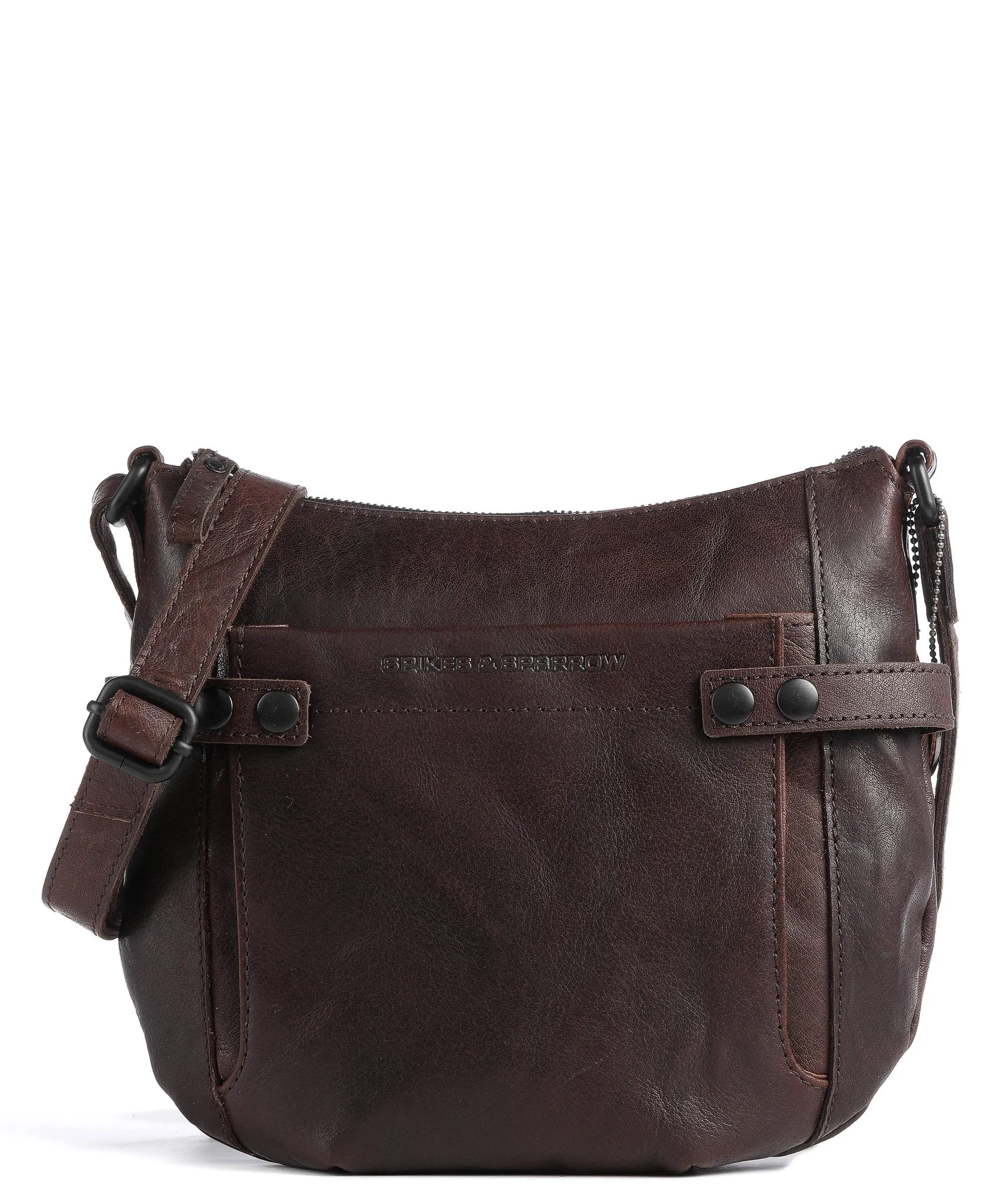  Spikes & Sparrow Bronco Borsa a tracolla pelle granulata marrone scuro  