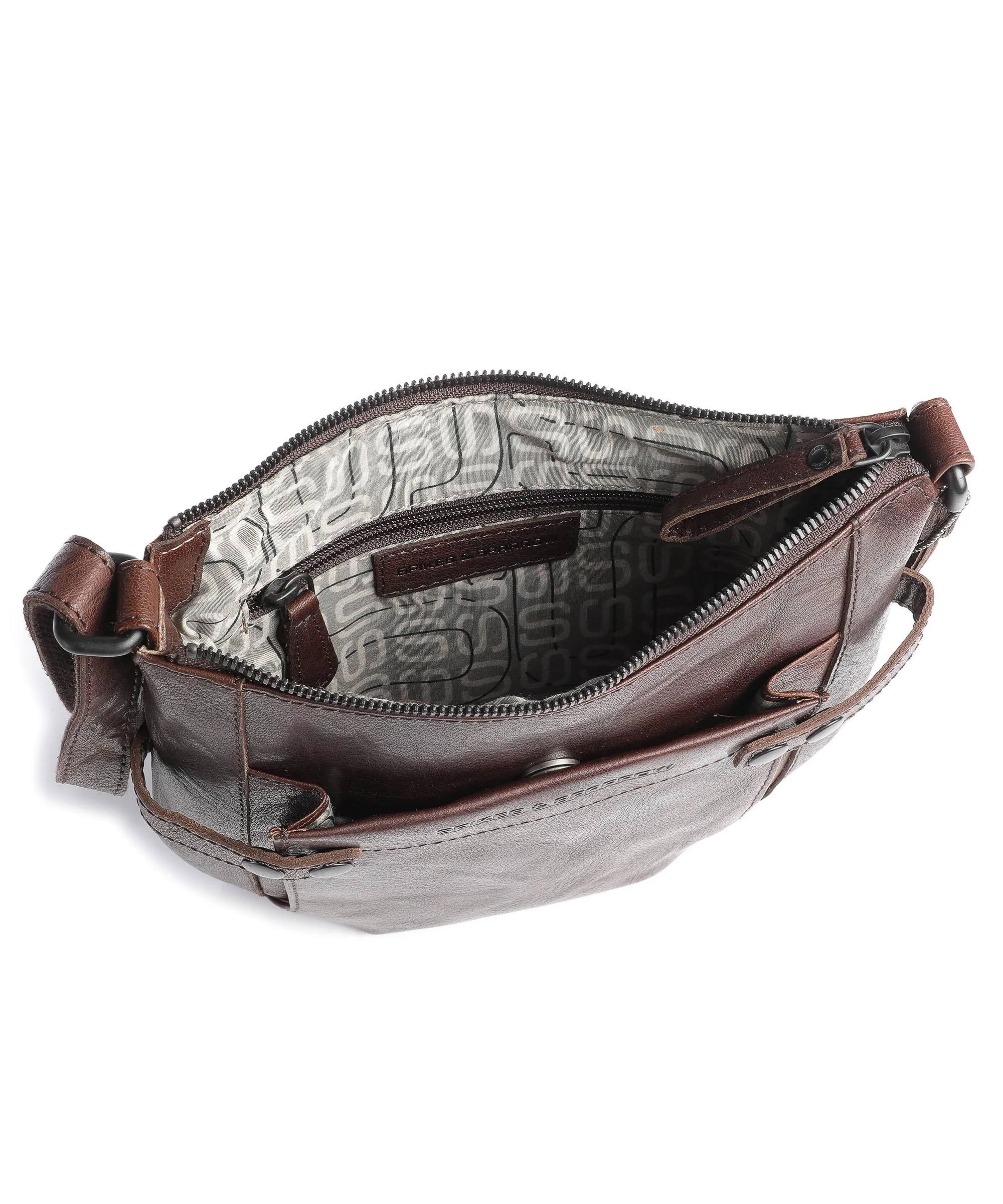  Spikes & Sparrow Bronco Borsa a tracolla pelle granulata marrone scuro  