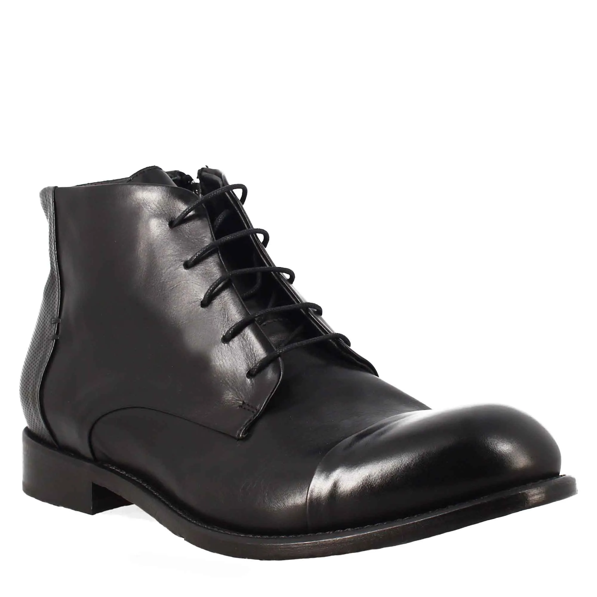 Stivaletto nero vintage elegante da uomo in pelle