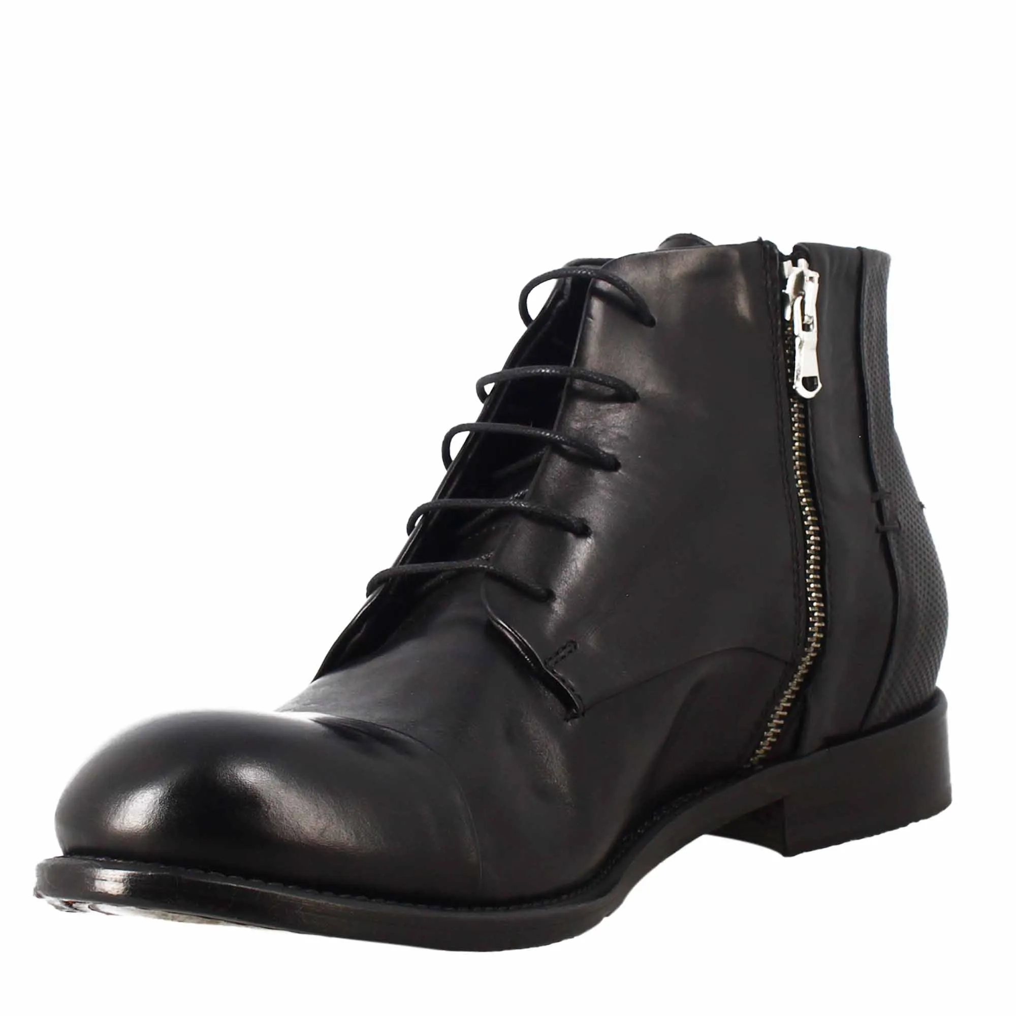 Stivaletto nero vintage elegante da uomo in pelle