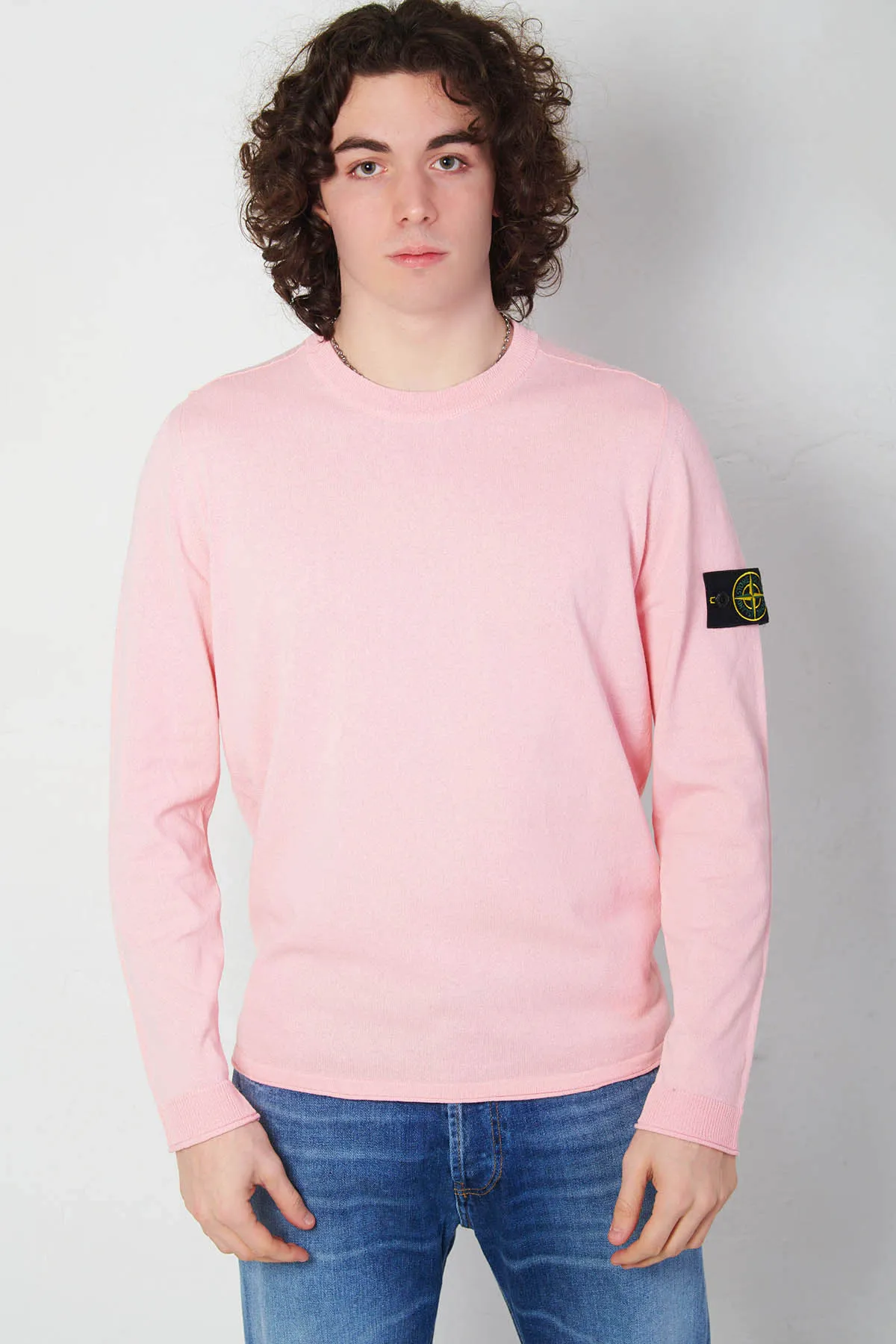 STONE ISLAND Maglia girocollo rosa manica lunga