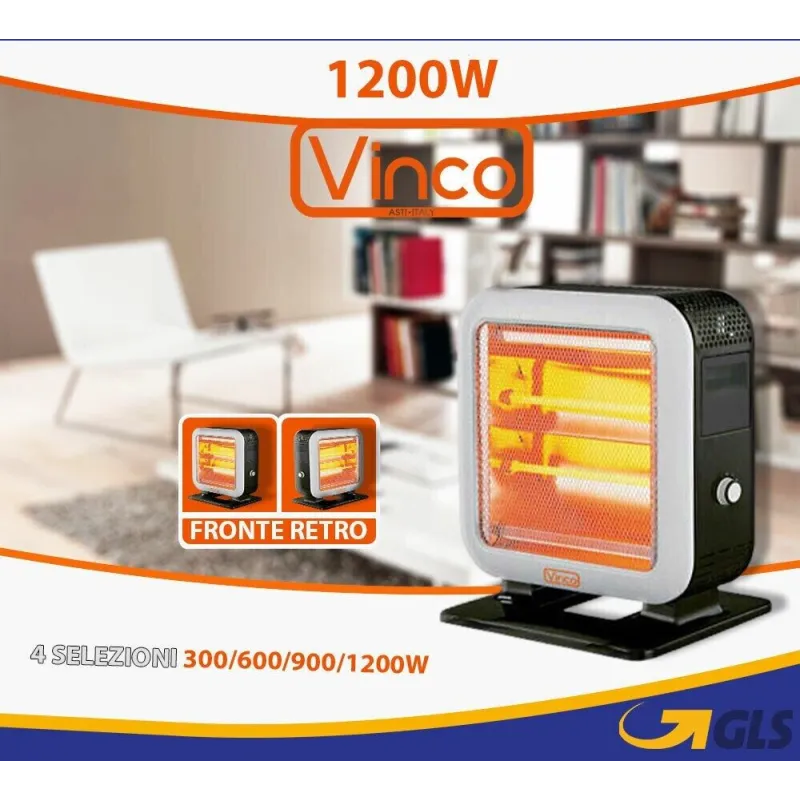 STUFA AL QUARZO 300/600/900/1200 W - VINCO COD 70158 Antiribaltamento