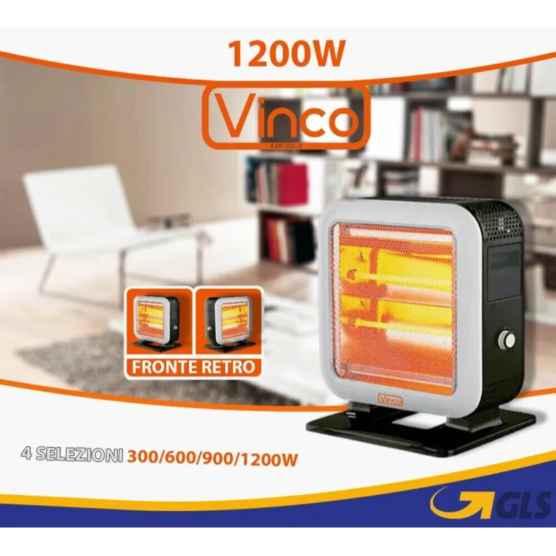 STUFA AL QUARZO 300/600/900/1200 W - VINCO COD 70158 Antiribaltamento