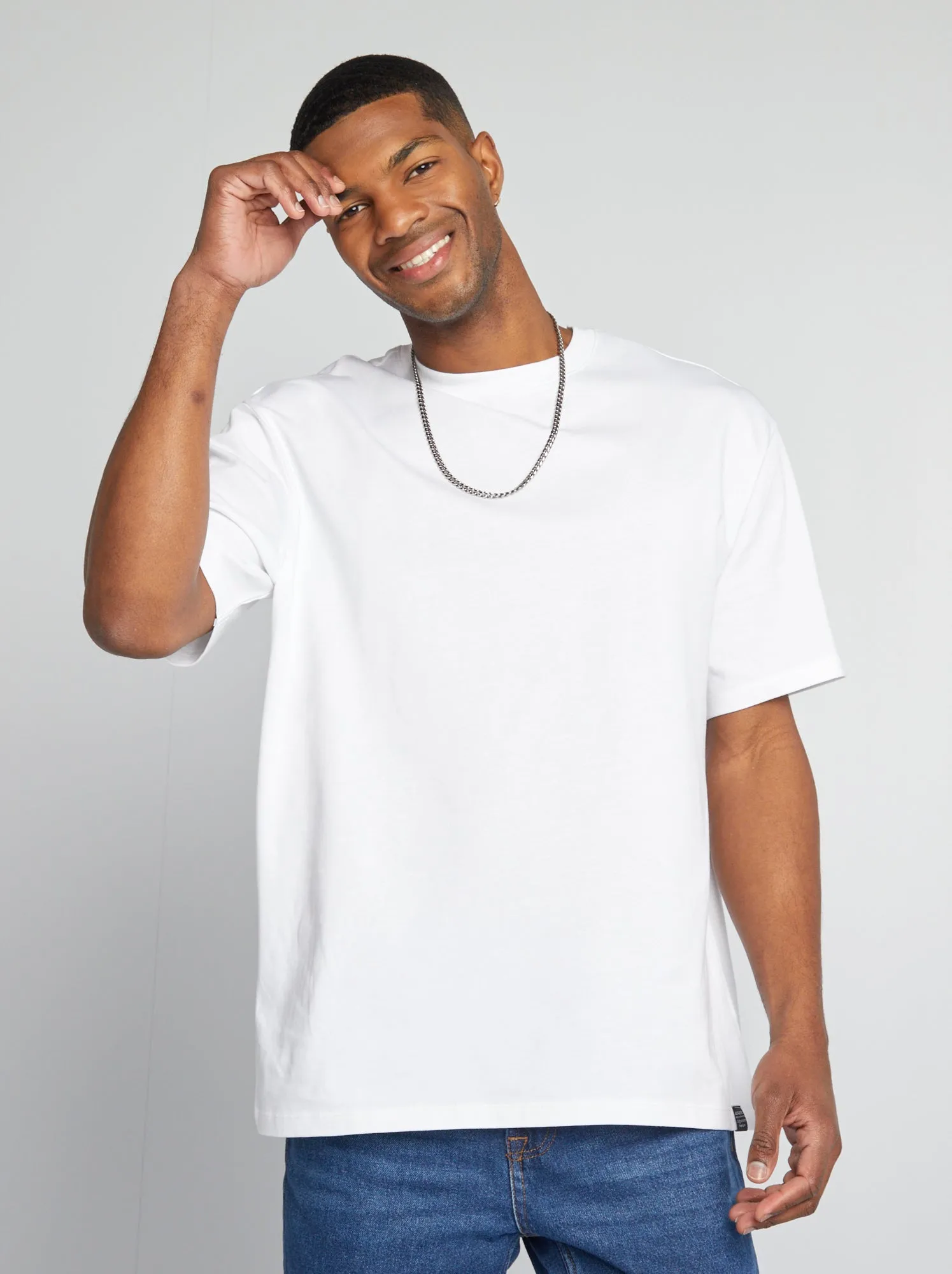 T-shirt in cotone tinta unita - bianco