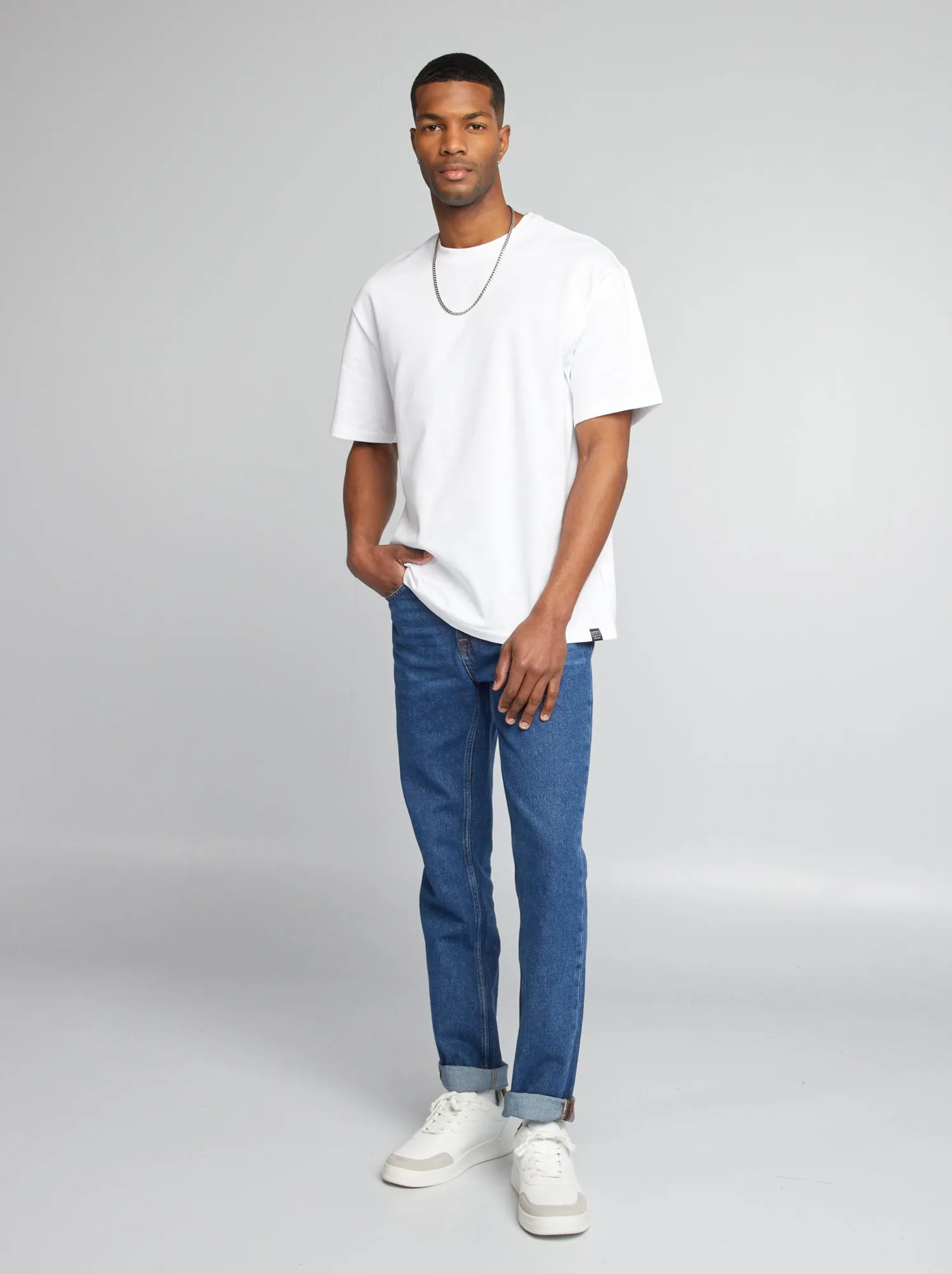 T-shirt in cotone tinta unita - bianco