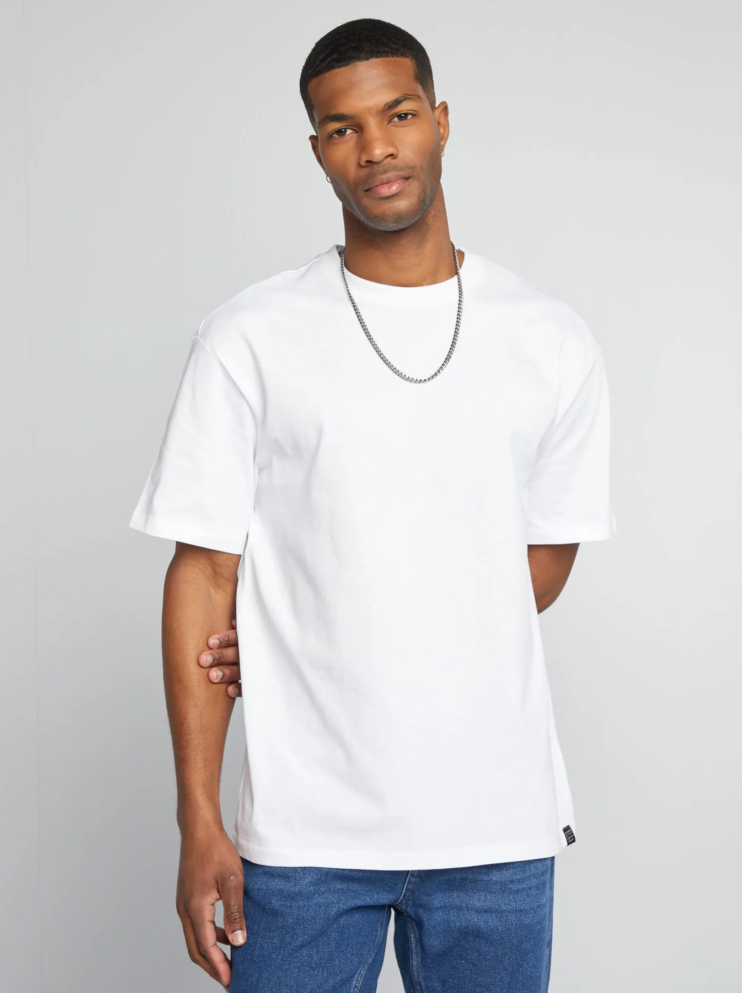 T-shirt in cotone tinta unita - bianco