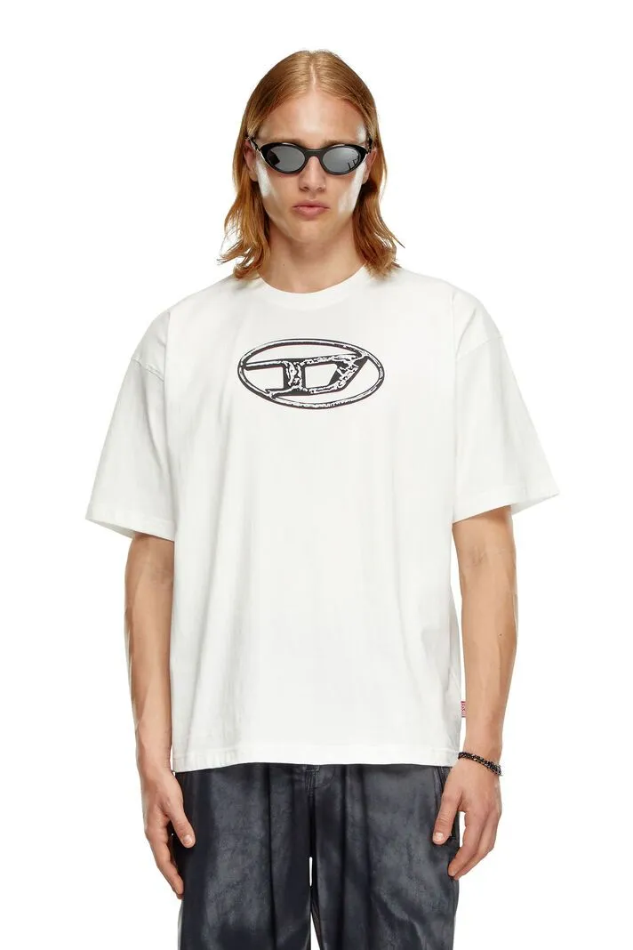 T-shirt sfumata con stampa Oval D uomo Bianco