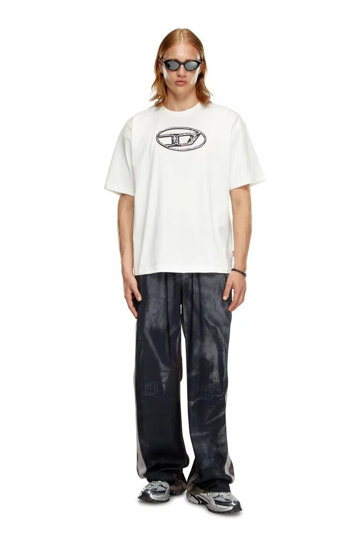 T-shirt sfumata con stampa Oval D uomo Bianco