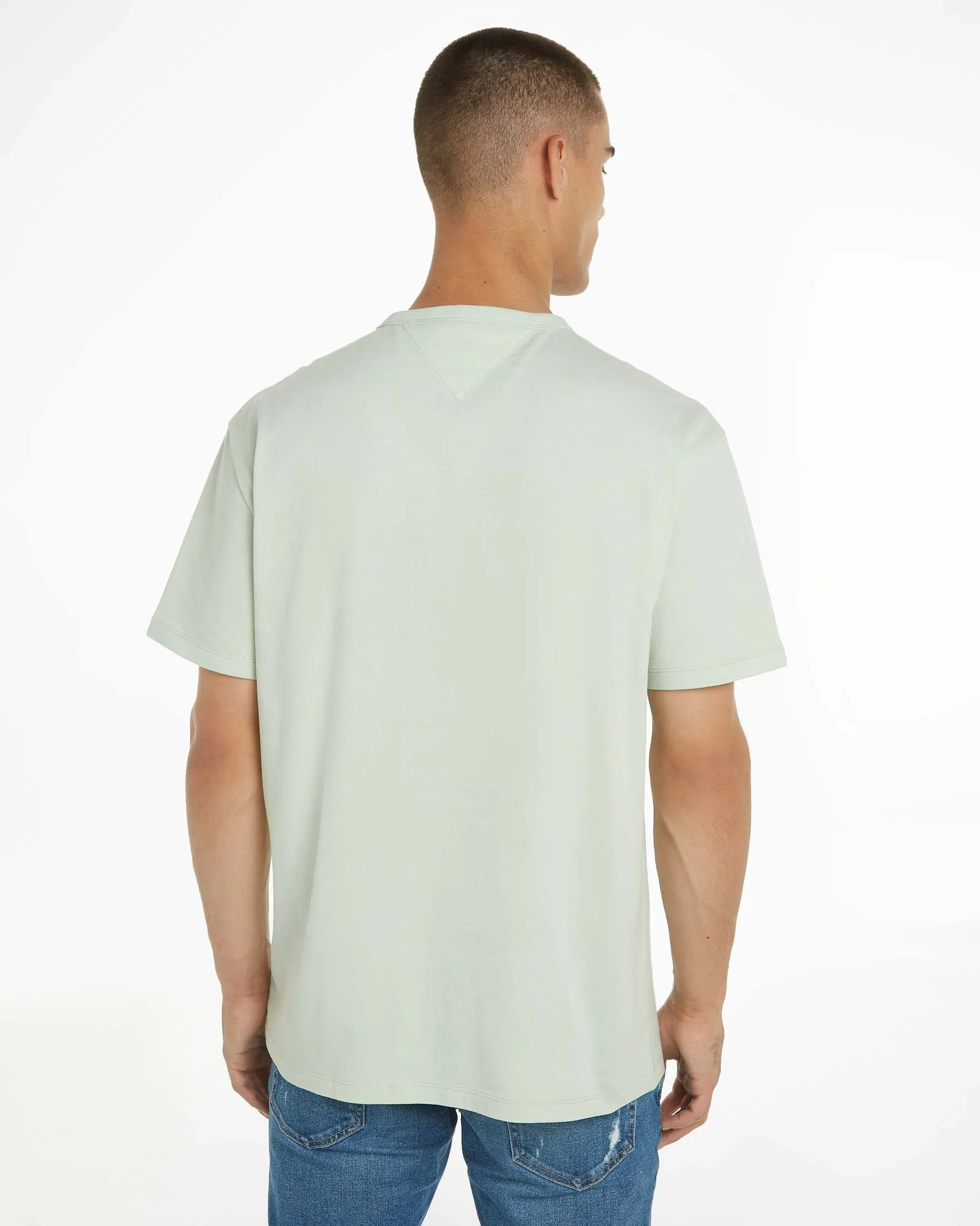 T-shirt verde menta mezza manica con flag porta logo ricamato sul petto