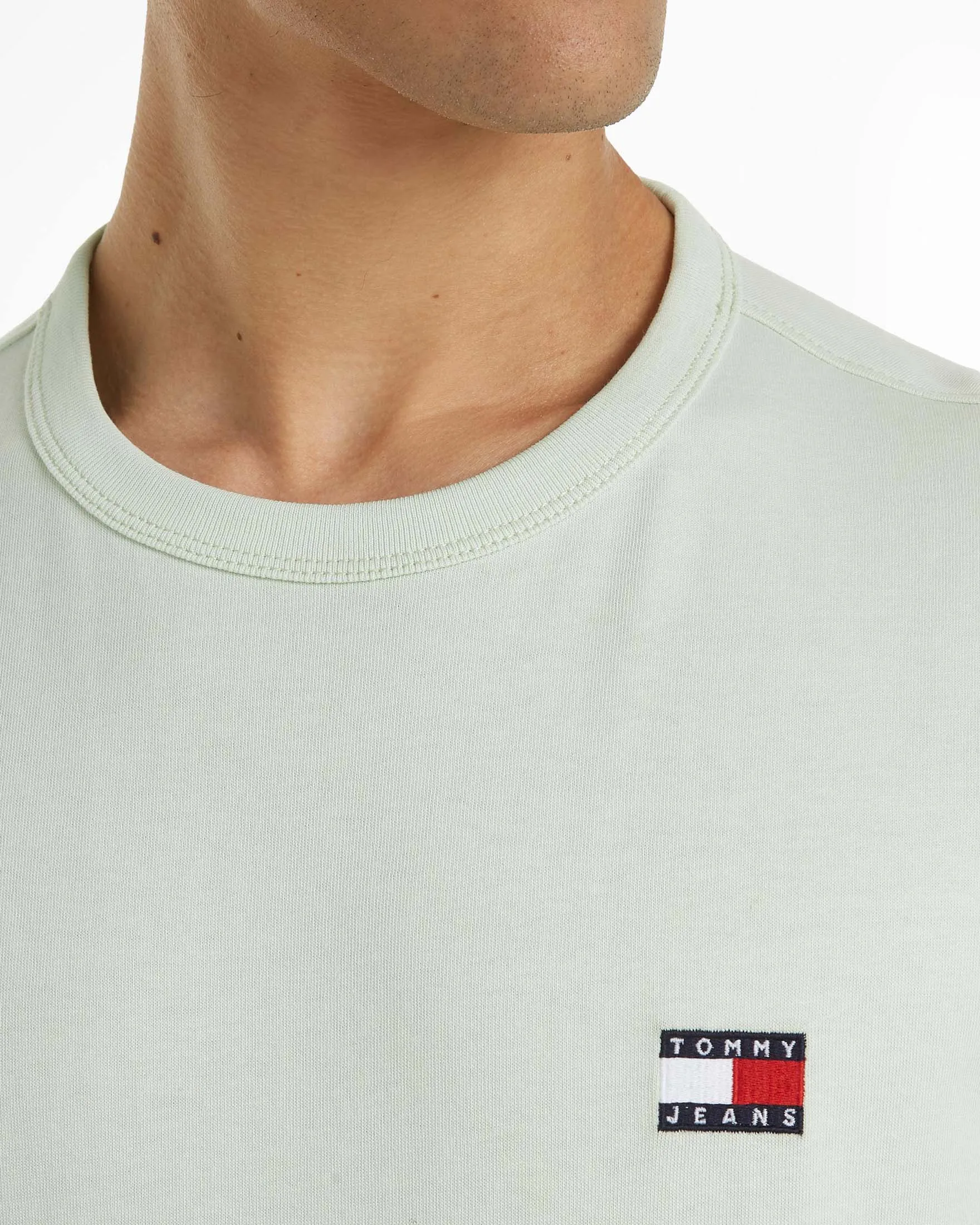 T-shirt verde menta mezza manica con flag porta logo ricamato sul petto