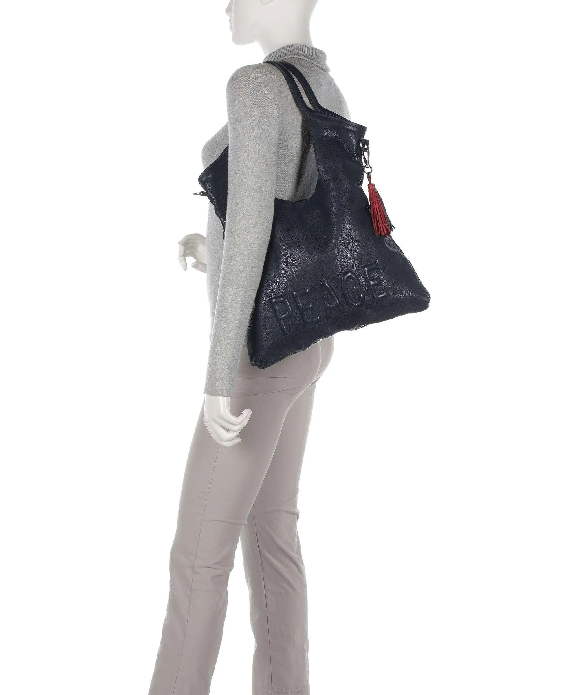  Taschendieb Wien Versöhnungsstraße 2 Borsa hobo pelle di vacchetta grana blu scuro  