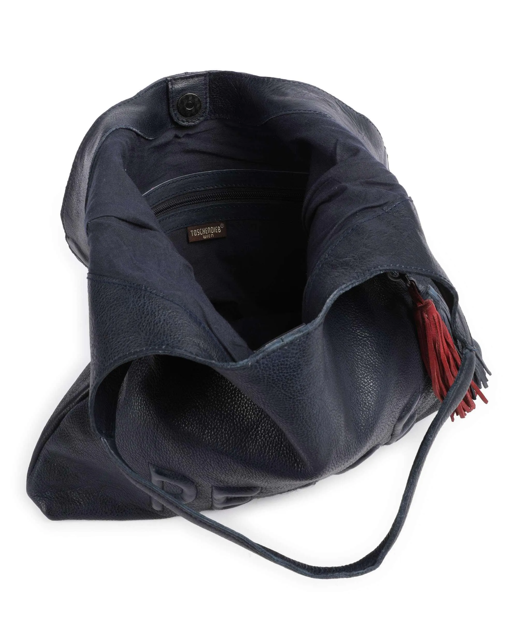  Taschendieb Wien Versöhnungsstraße 2 Borsa hobo pelle di vacchetta grana blu scuro  