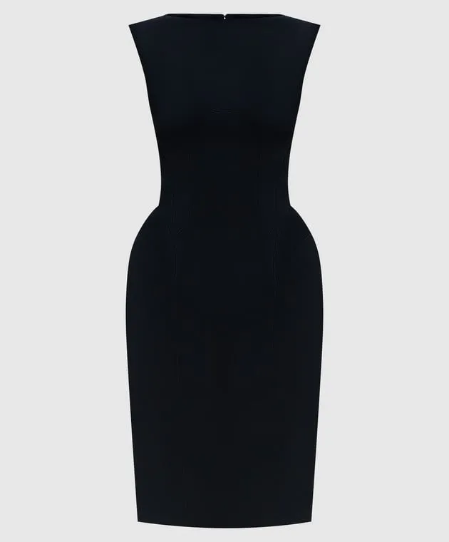 Thierry Mugler Abito tubino nero con cuciture in rilievo 23W1RO1362470