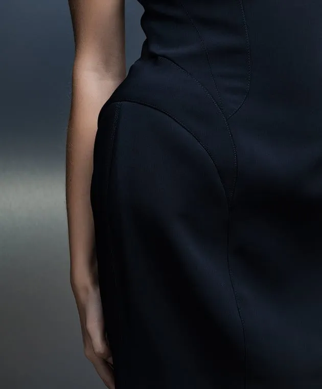 Thierry Mugler Abito tubino nero con cuciture in rilievo 23W1RO1362470
