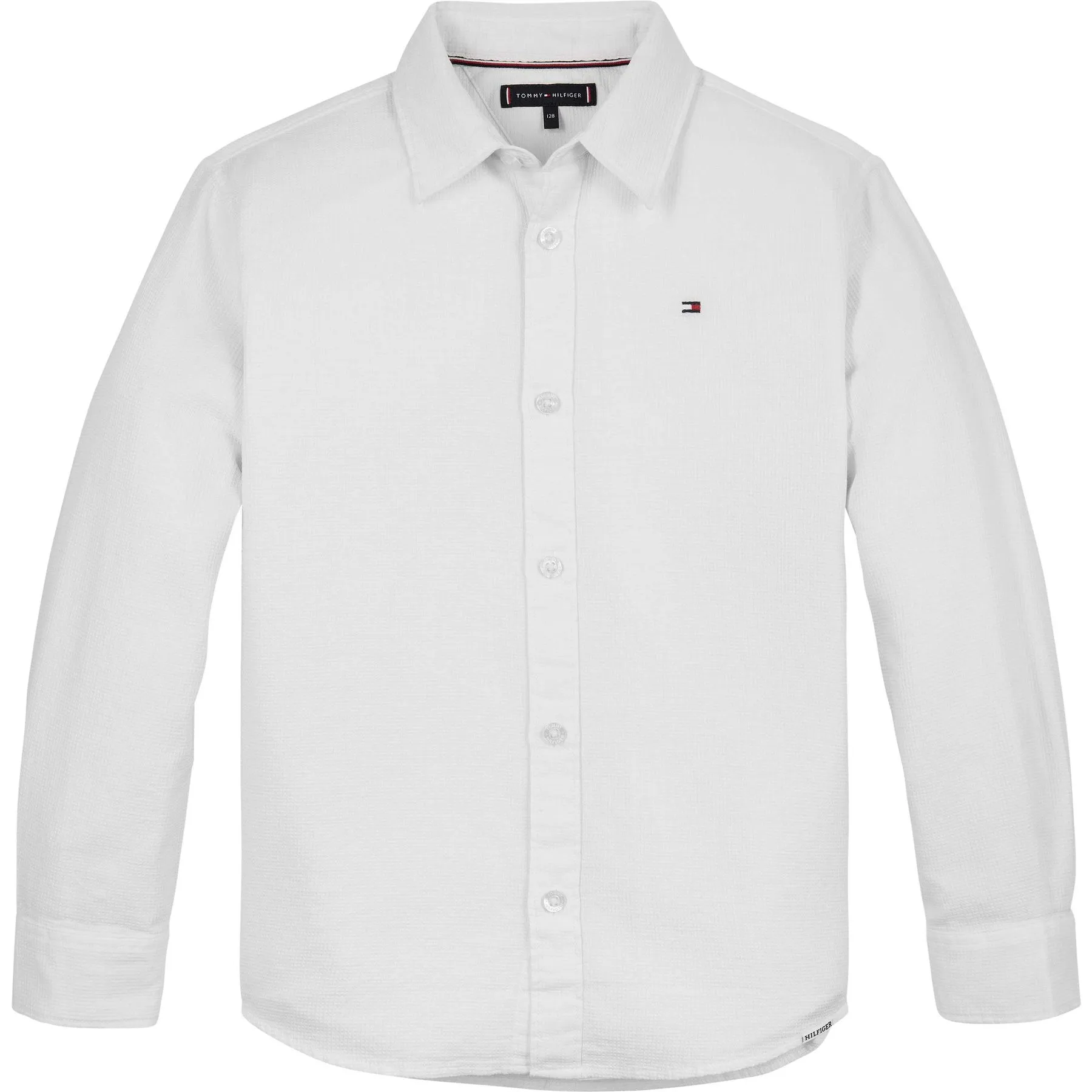 TOMMY HILFIGER  ---------    ------------Camicia essential a nido d'ape con bandierina - bianco