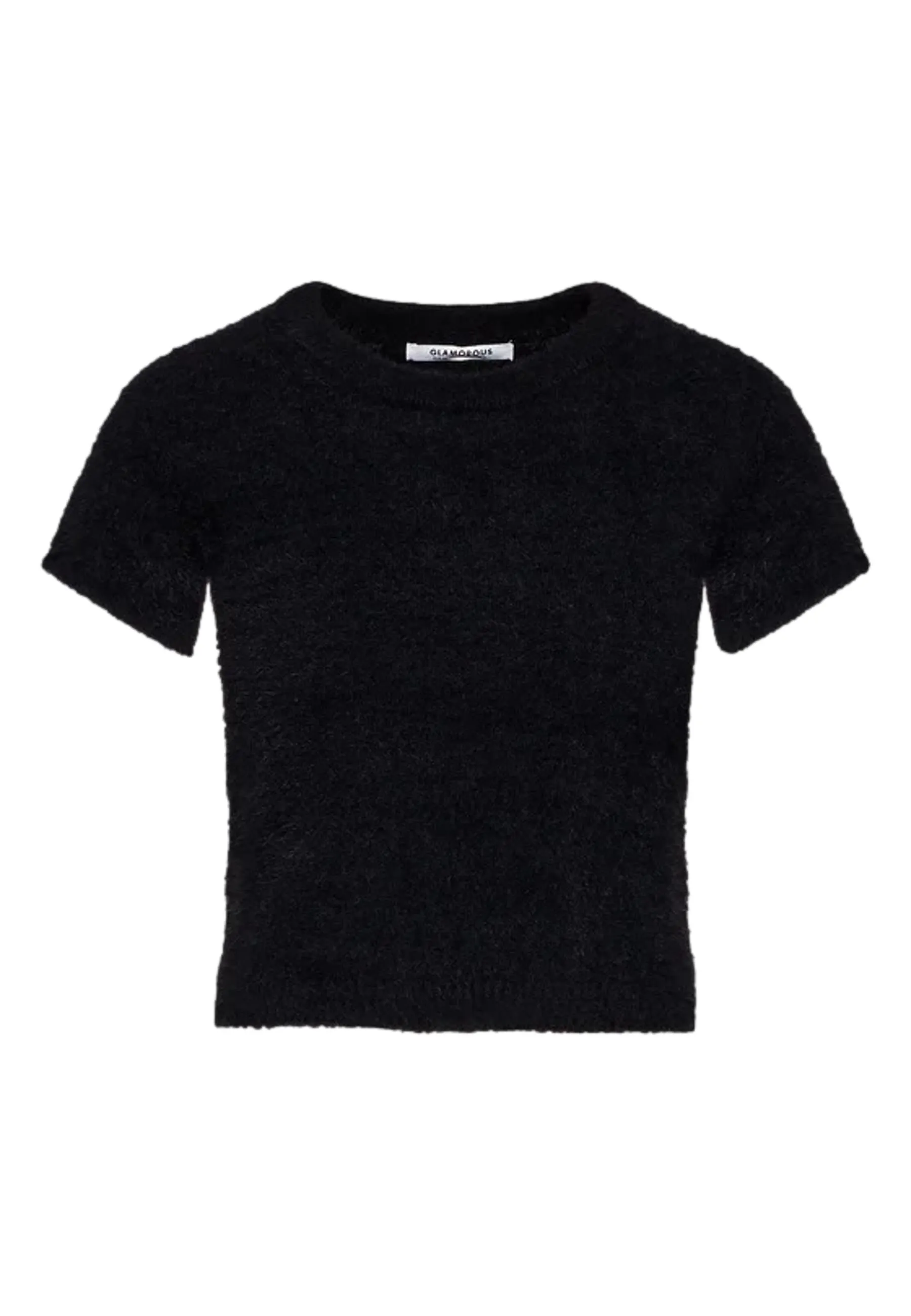 Top nero glamour a maniche corte in maglia