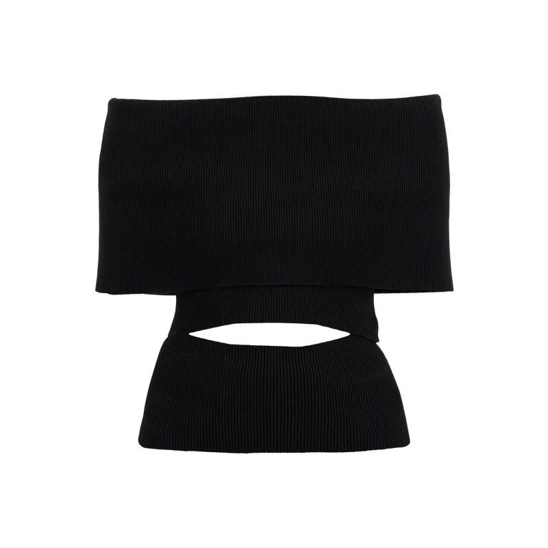 Top off-shoulder in maglia a costine