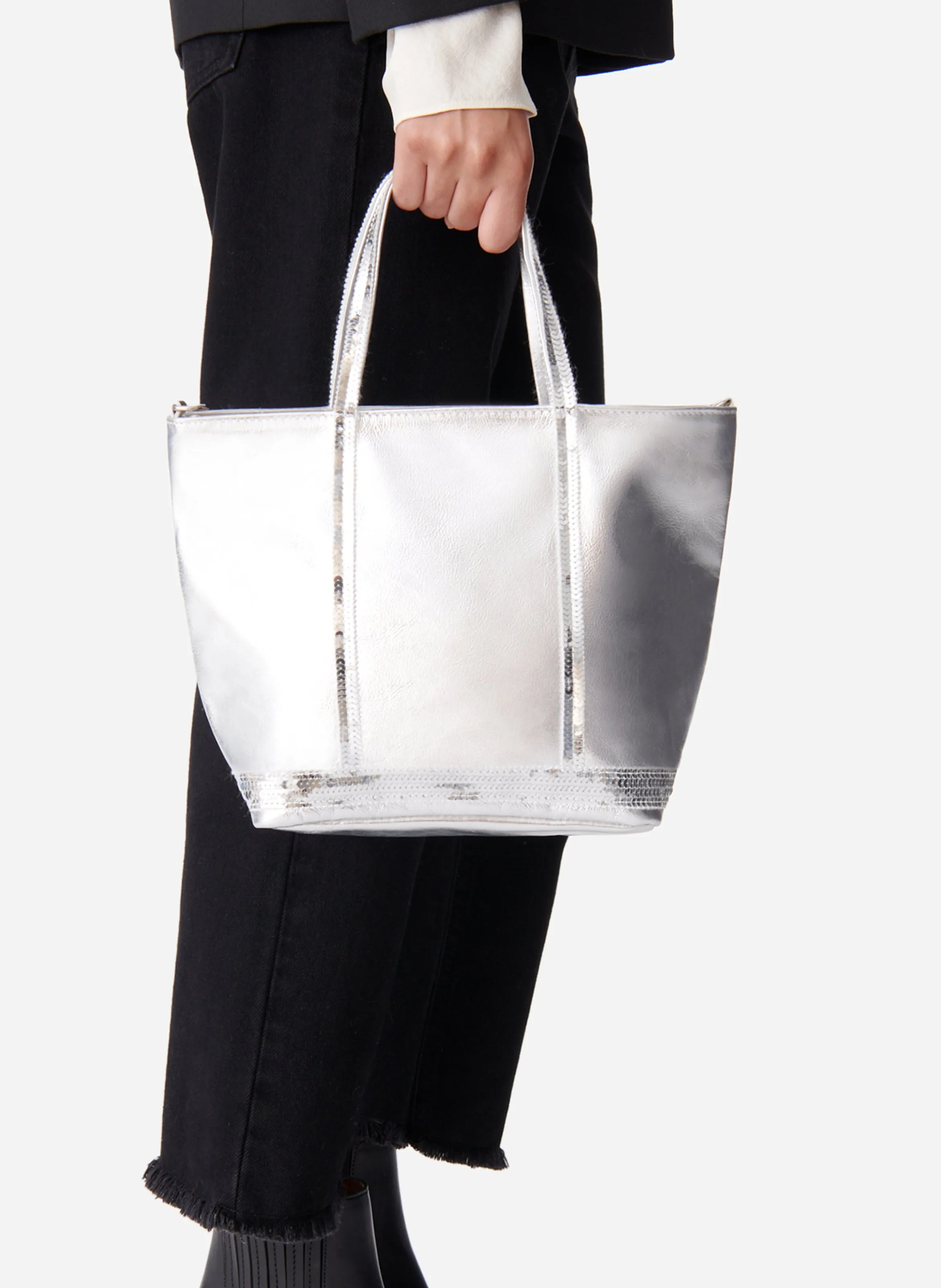  VANESSA BRUNO   CABAS S  - Cabas S bandoulière en cuir | Grigio