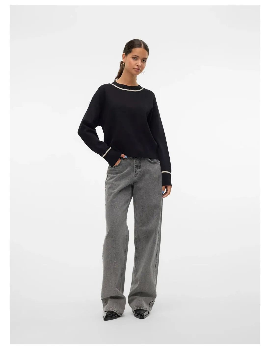 VERO MODA SABA LS O-NECK CONTRAST PULLOVER LCS