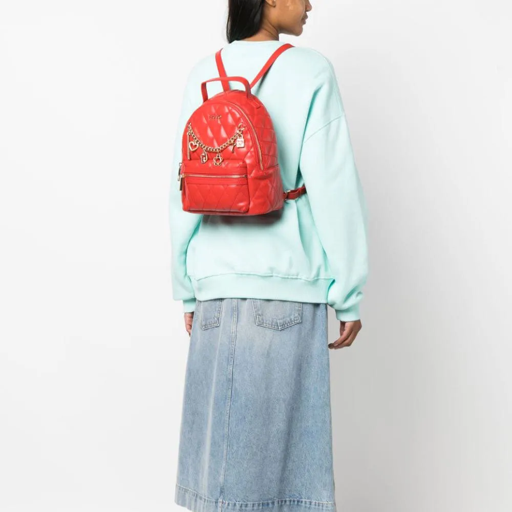 Zaino Donna LIU JO Ecosostenibile Matelassè Rosso Strawberry con Charms
